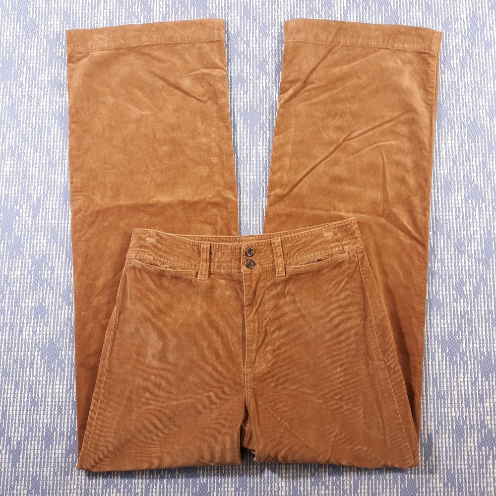 Faherty Stretch Cord Wide Leg Pants Womens 27 Brown High Rise Corduroy Stretch